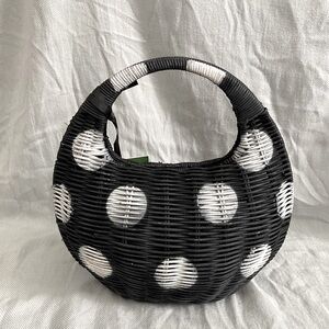 Kate Spade x Target Black and White Polka Dot Wicker Handbag
